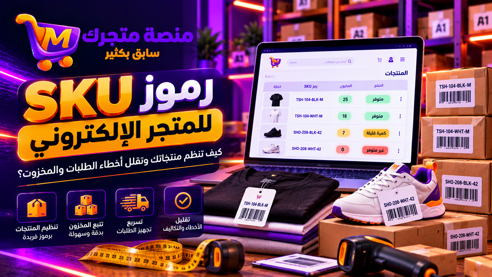 رموز SKU للمتجر الإلكتروني: كيف تنظم منتجاتك وتقلل أخطاء الطلبات والمخزون؟