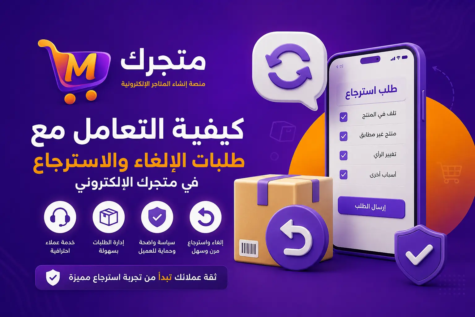 كيفية التعامل مع طلبات الإلغاء والاسترجاع في متجرك الإلكتروني مع منصة متجرك لإنشاء المتاجر الإلكترونية في سوريا