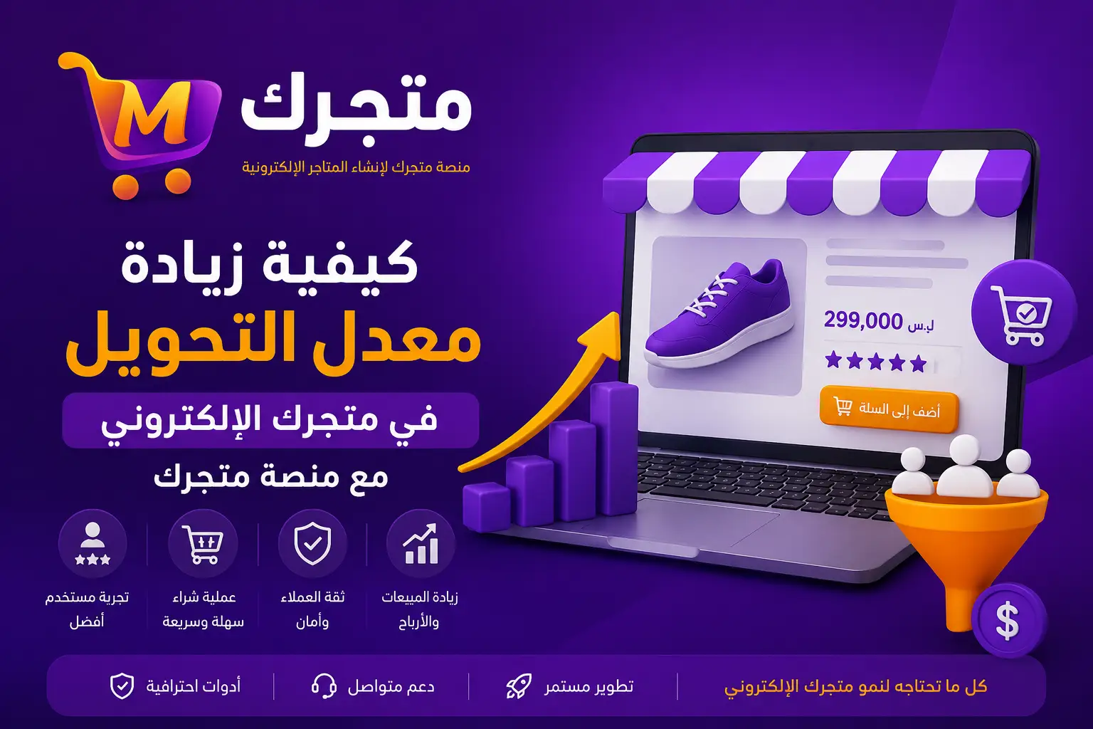 كيفية زيادة معدل التحويل في متجرك الإلكتروني مع منصة متجرك لإنشاء المتاجر الإلكترونية في سوريا