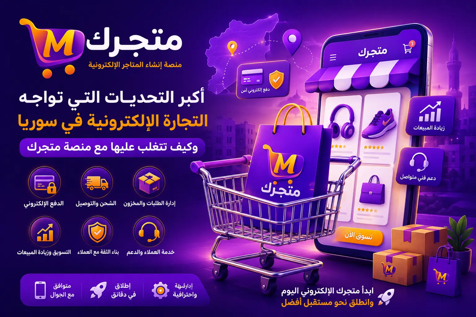 أكبر التحديات التي تواجه التجارة الإلكترونية في سوريا وكيف تتغلب عليها مع منصة متجرك